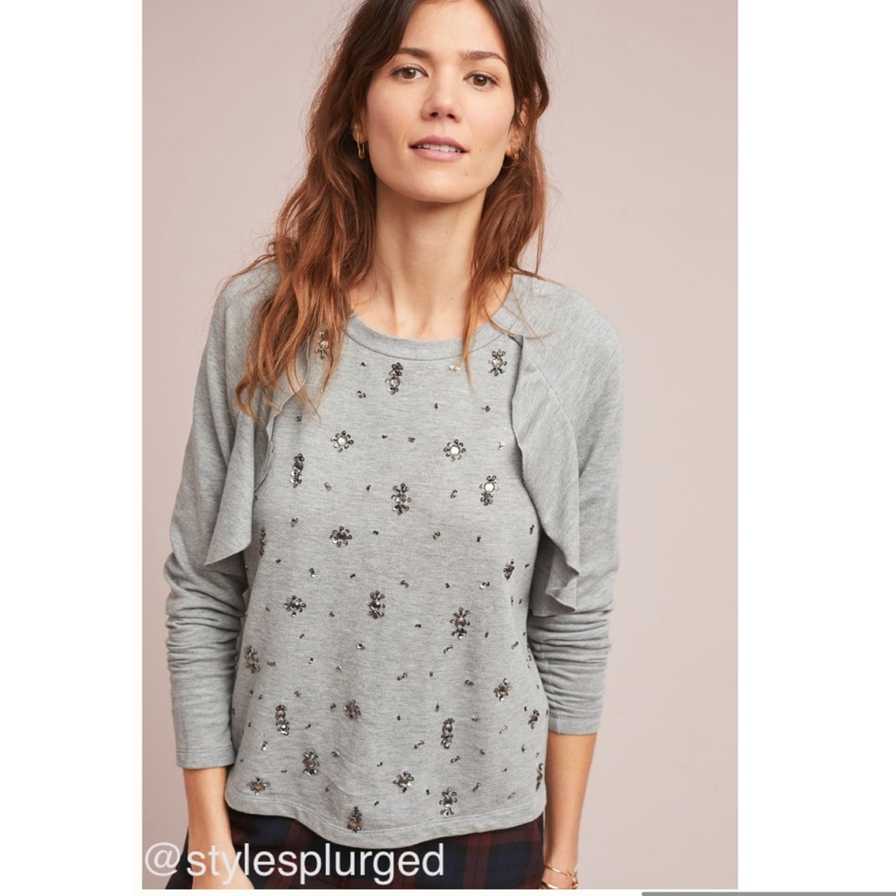 NWT ANTHRO Sequin Snowflake❄️Sweatshirt size large